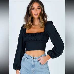 Princess Polly Ariah Long Sleeve Top Black